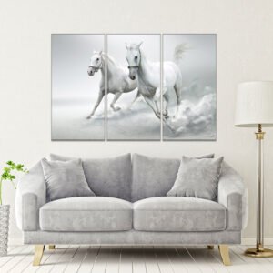 White and gray horse painting set