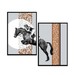 Horse jumping paintings set
