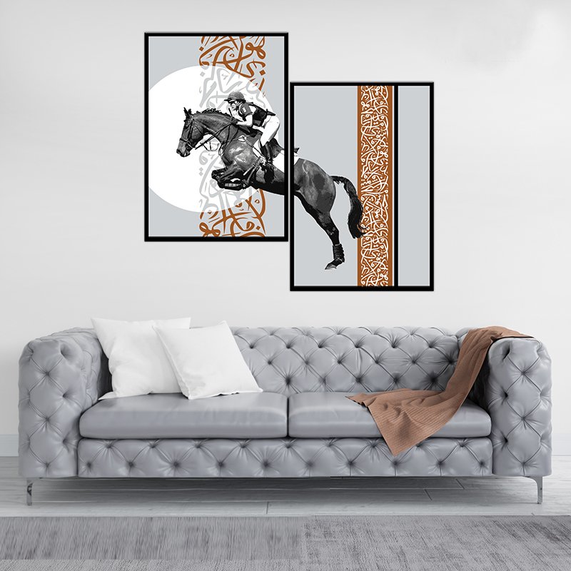 Horse jumping paintings set Horse jumping paintings set