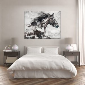 Black and gray horse painting