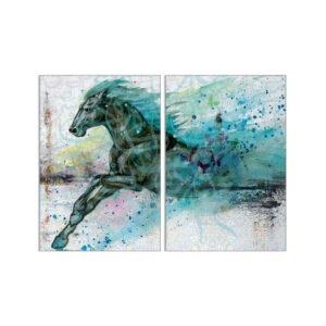 Tiffany horse painting set with Islamic background