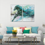 Tiffany horse painting set with Islamic background