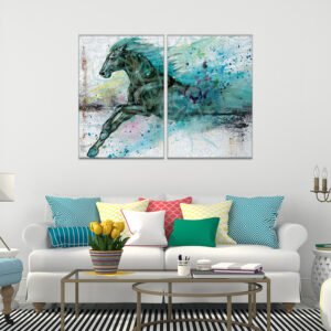 Tiffany horse painting set with Islamic background
