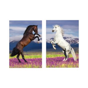 A set of white and brown horse painting