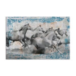 A set of horse paintings with turquoise background