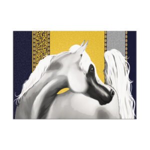 Horse painting on a yellow and navy background