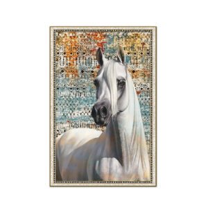 Arabian horse painting with an abstract background in a mixture of attractive colors
