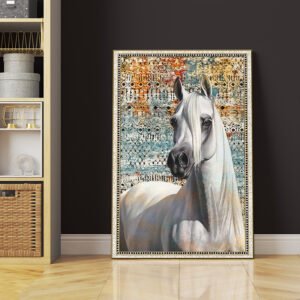 Arabian horse painting with an abstract background in a mixture of attractive colors
