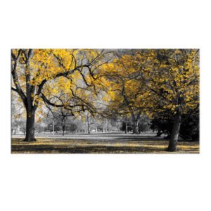 Yellow and dark gray tree painting
