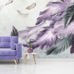 Purple and gray feather sticker