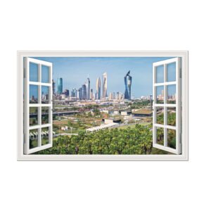 A painting of Kuwait City from the window
