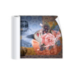 Wall sticker a girl with flowers covering her face with an abstract background