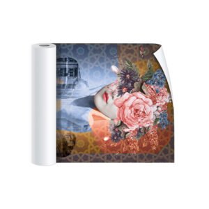 Wall sticker a girl with flowers covering her face with an abstract background