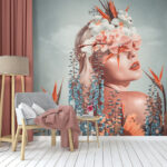 Girl with flowers wall sticker