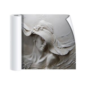 A wall sticker of a girl's face carved on the wall