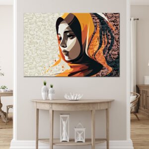 Illustration of arab woman in wearing hijab head scarf