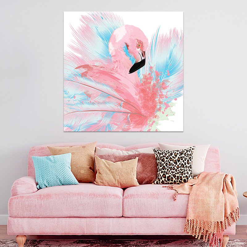 AB01554-Flamingo bird with feathers background Flamingo bird with feathers background