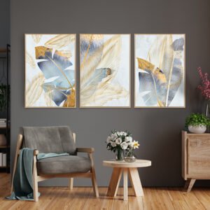 Paintings set of golden feather