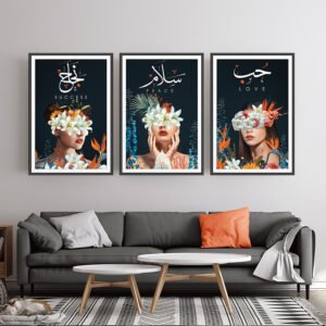 Positive word paintings set (love - peace - success)