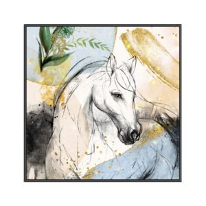 Arabian horse painting on an abstract background