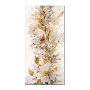 A painting of golden and off-white flowers with an abstract background - wanasah design