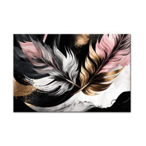 wanasah design wall art - painting of feathers on a marble background