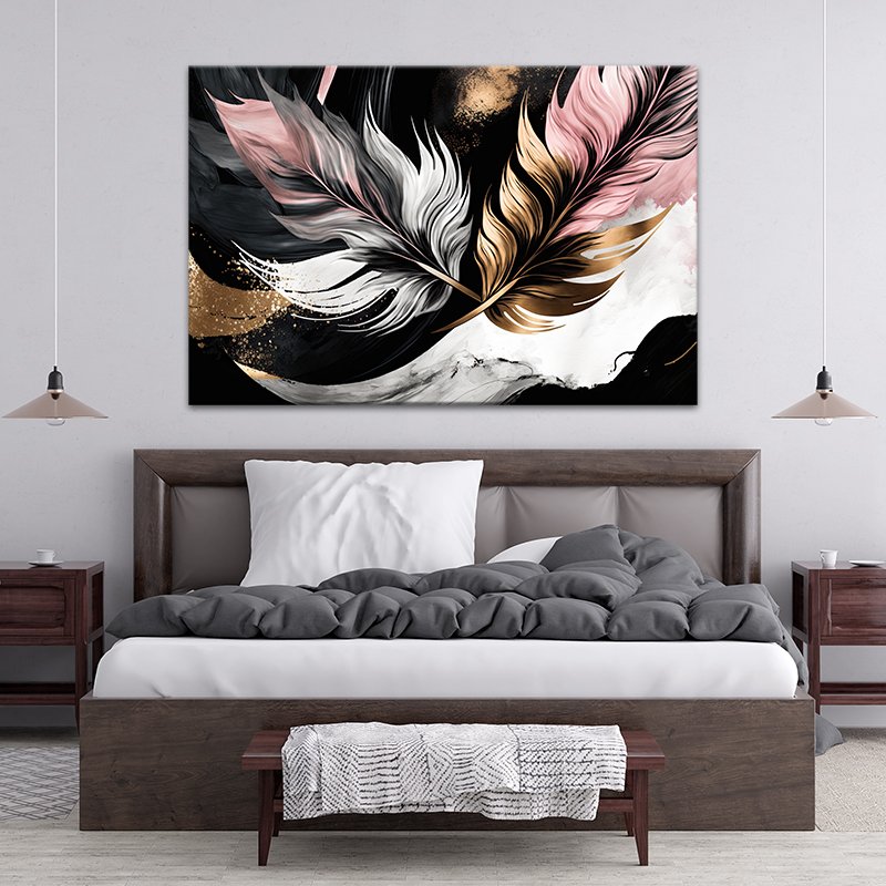 wanasah design wall art - painting of feathers on a marble background wanasah design wall art - painting of feathers on a marble background