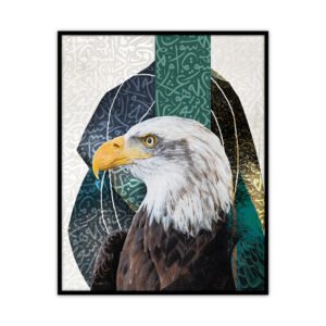 wanasah design - Falcon painting with Arabic calligraphy background
