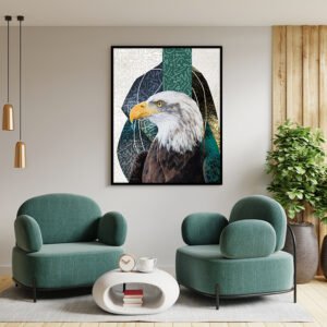 wanasah design - Falcon painting with Arabic calligraphy background