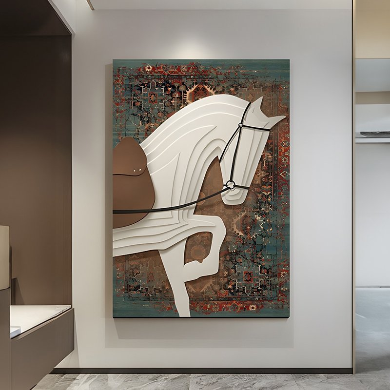 Abstract horse painting with carpet background - Wanasah Design Abstract horse painting with carpet background - Wanasah Design