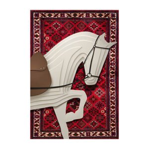 Abstract horse painting with red carpet background -wanasah design