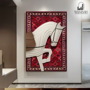 Abstract horse painting with red carpet background -wanasah design