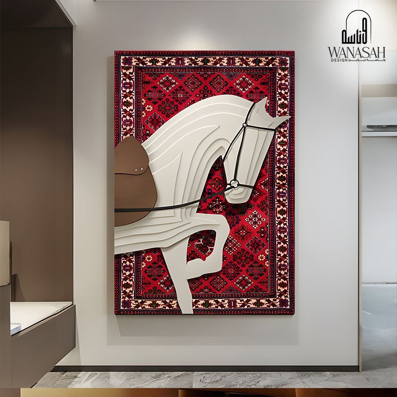 Abstract horse painting with red carpet background -wanasah design Abstract horse painting with red carpet background -wanasah design