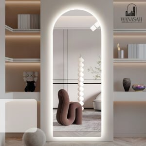 Arc mirror with electric lighting - wanasah design