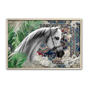 Arabian horse painting with carpet background