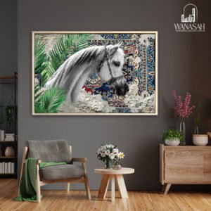 Arabian horse painting with carpet background