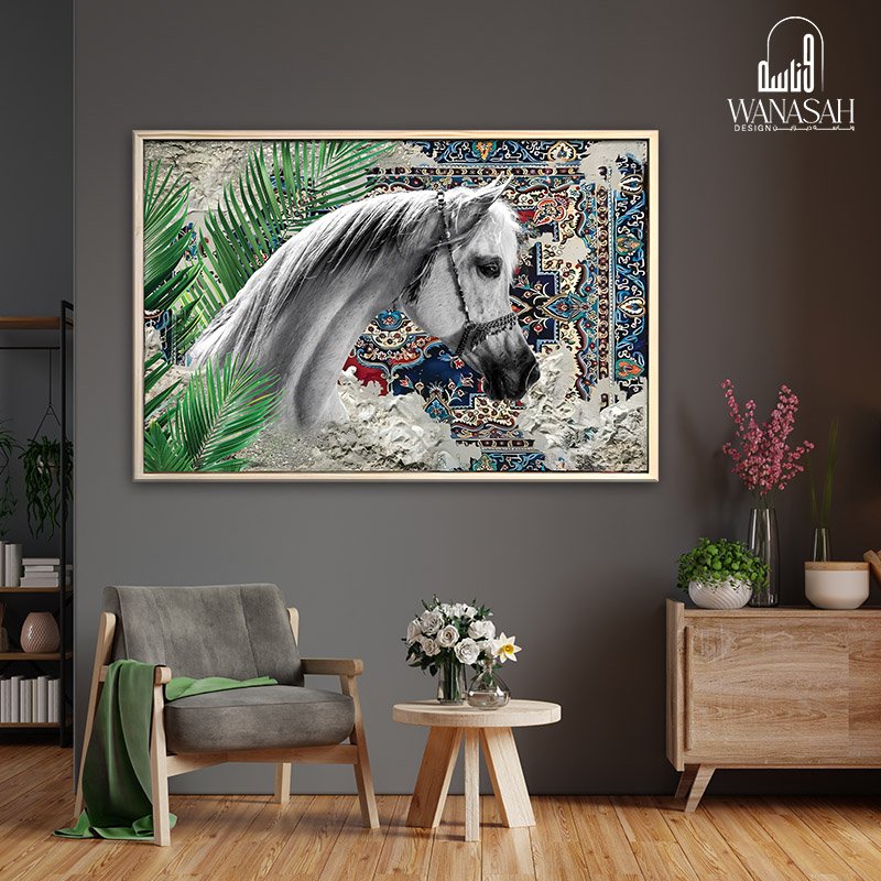Arabian horse painting with carpet background Arabian horse painting with carpet background