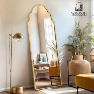 Arched Full Length Mirror with wood golden frame