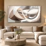 Abstract Harmony Wall Art displayed above a sectional sofa in an elegant modern living room