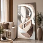 Abstract Harmony Wall Art displayed above a sectional sofa in an elegant modern living room