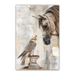 Arabian Horse Majesty Wall Art featuring an Arabian horse and falcon