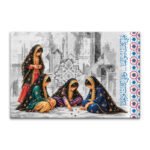 Girls' Childhood Stories Wall Art featuring girls playing together in traditional outfits